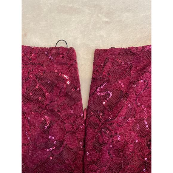 NWT MIUSOL Sequin Party Cocktail Midi Dress L Sweetheart Neck Cap Sleeve Maroon - Picture 12 of 13